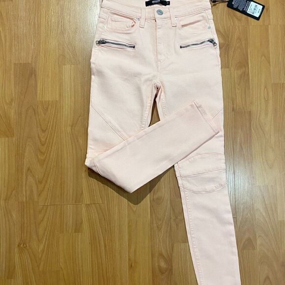 Hudson Los Angeles Women’s Barbara High Waist Pink Skinny Jeans Pearl Pink - Picture 8 of 12